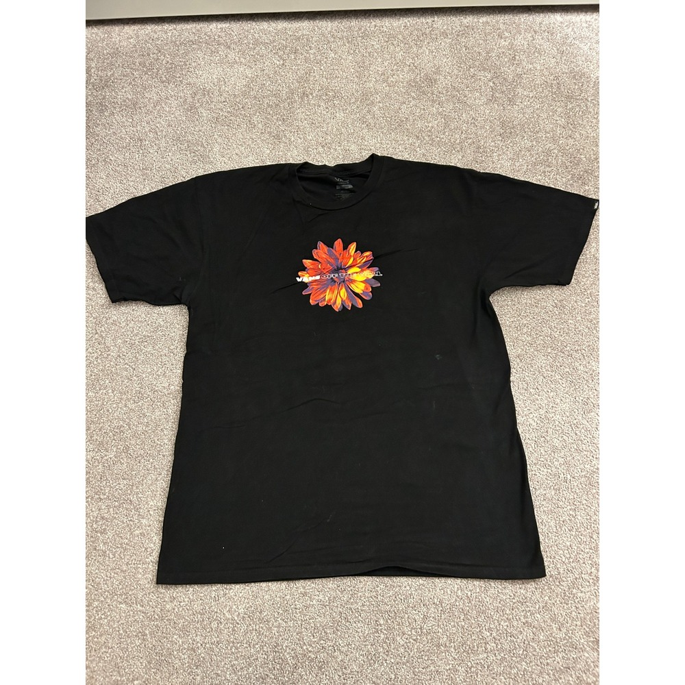 VTG Vans Graphic T-Shirt Mens XL Black Excellent Floral Off The Wall Classic Fit